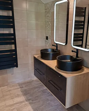 Double vasque moderne noir mat – salle de bain haut de gamme